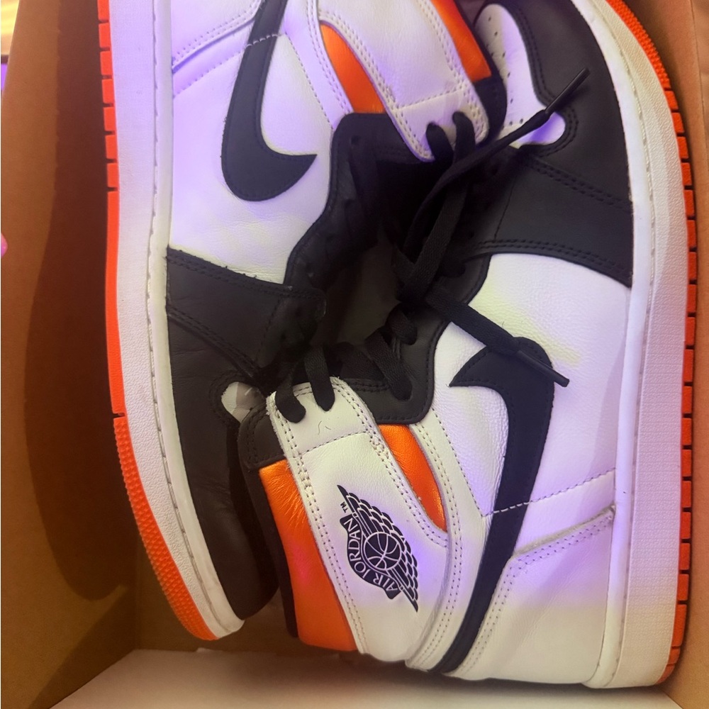 Nike Black and White/Orange Air Jordan 1s Retro High OG